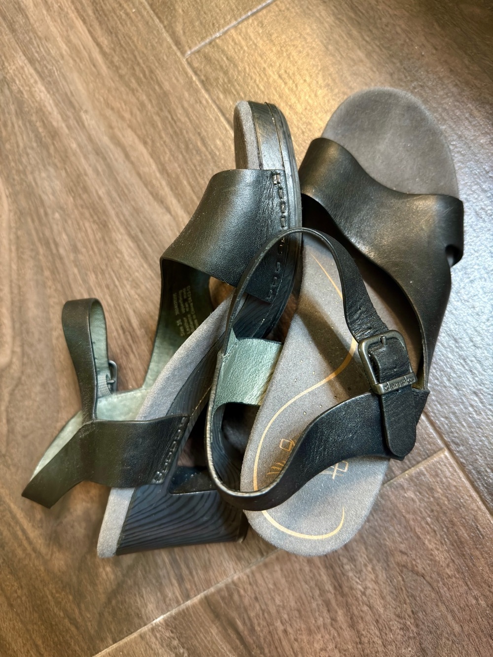 Dansko Black Leather Slingback Sandals